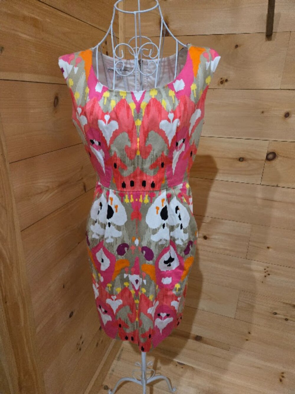 Maggy London Ikat Sleeveless Sateen Sheath Dress - Size 8